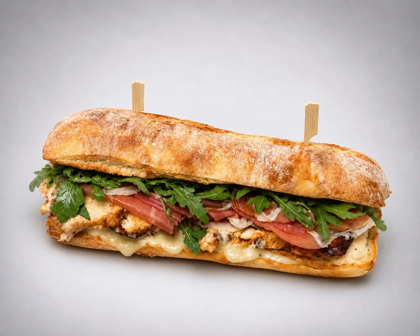 Chicken prosciutto sandwich with arugula