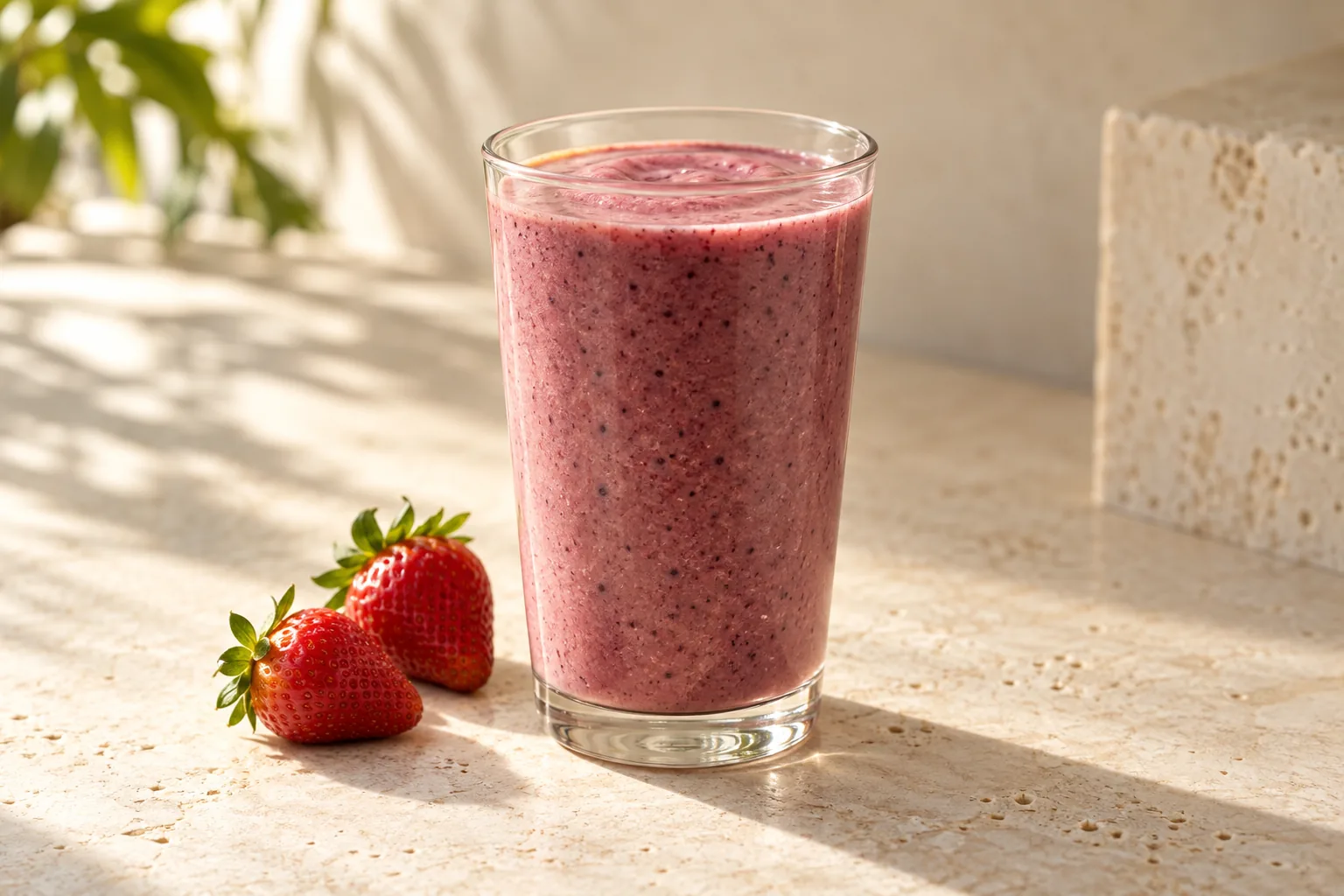 Berry smoothie with strawberries, editorial category image