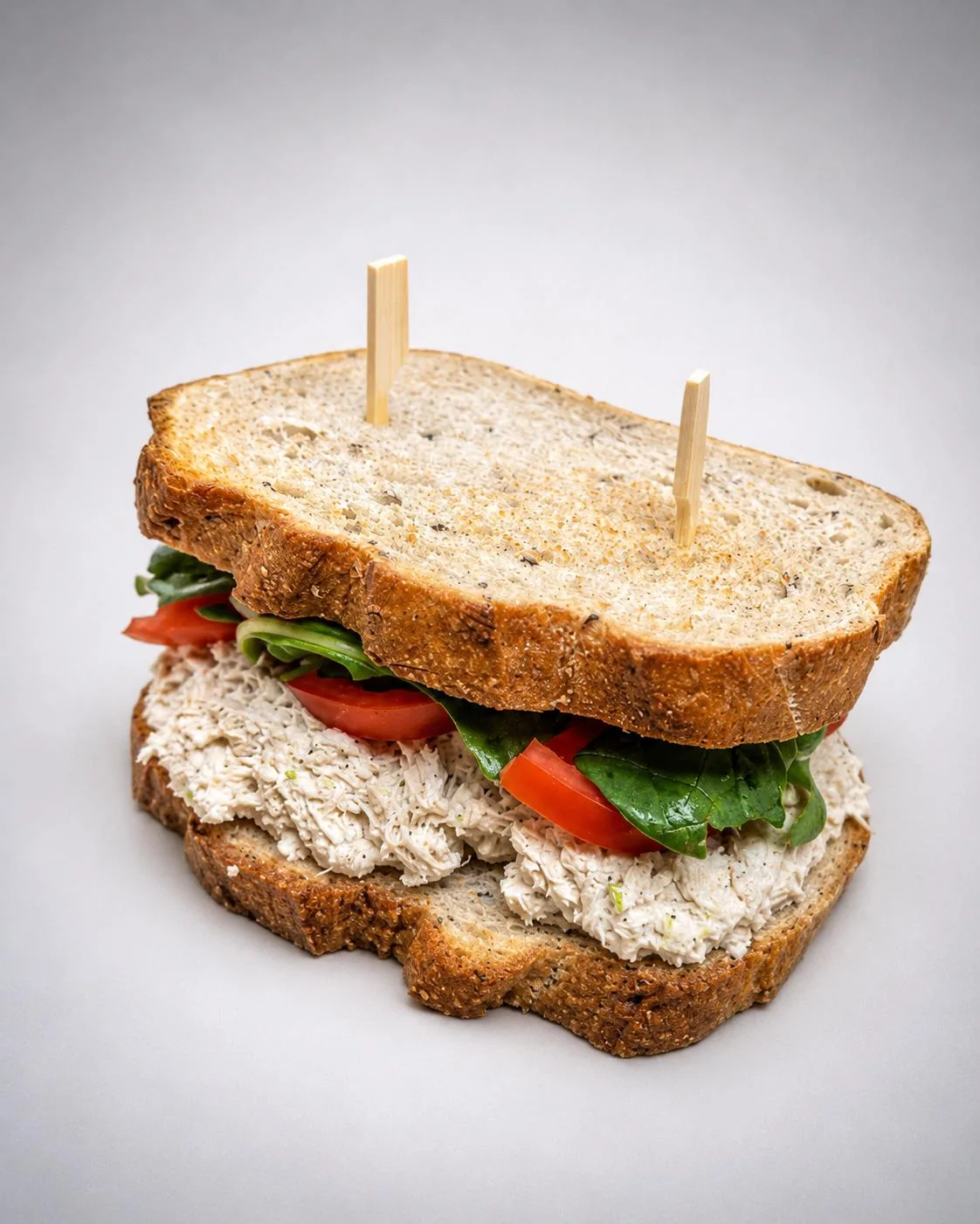 Tuna salad sandwich on toasted rye