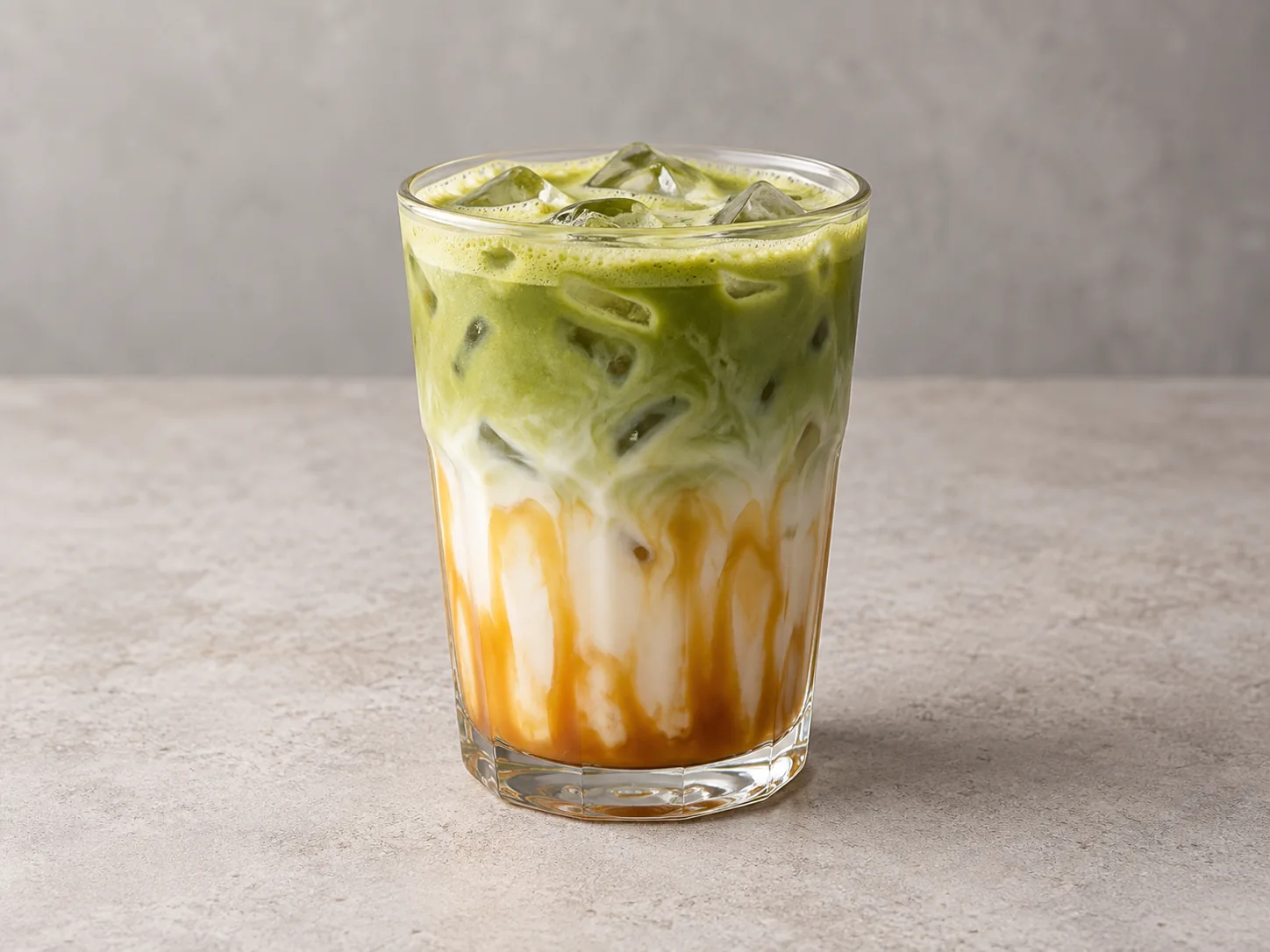 Editorial illustration of Caramel Matcha Latte