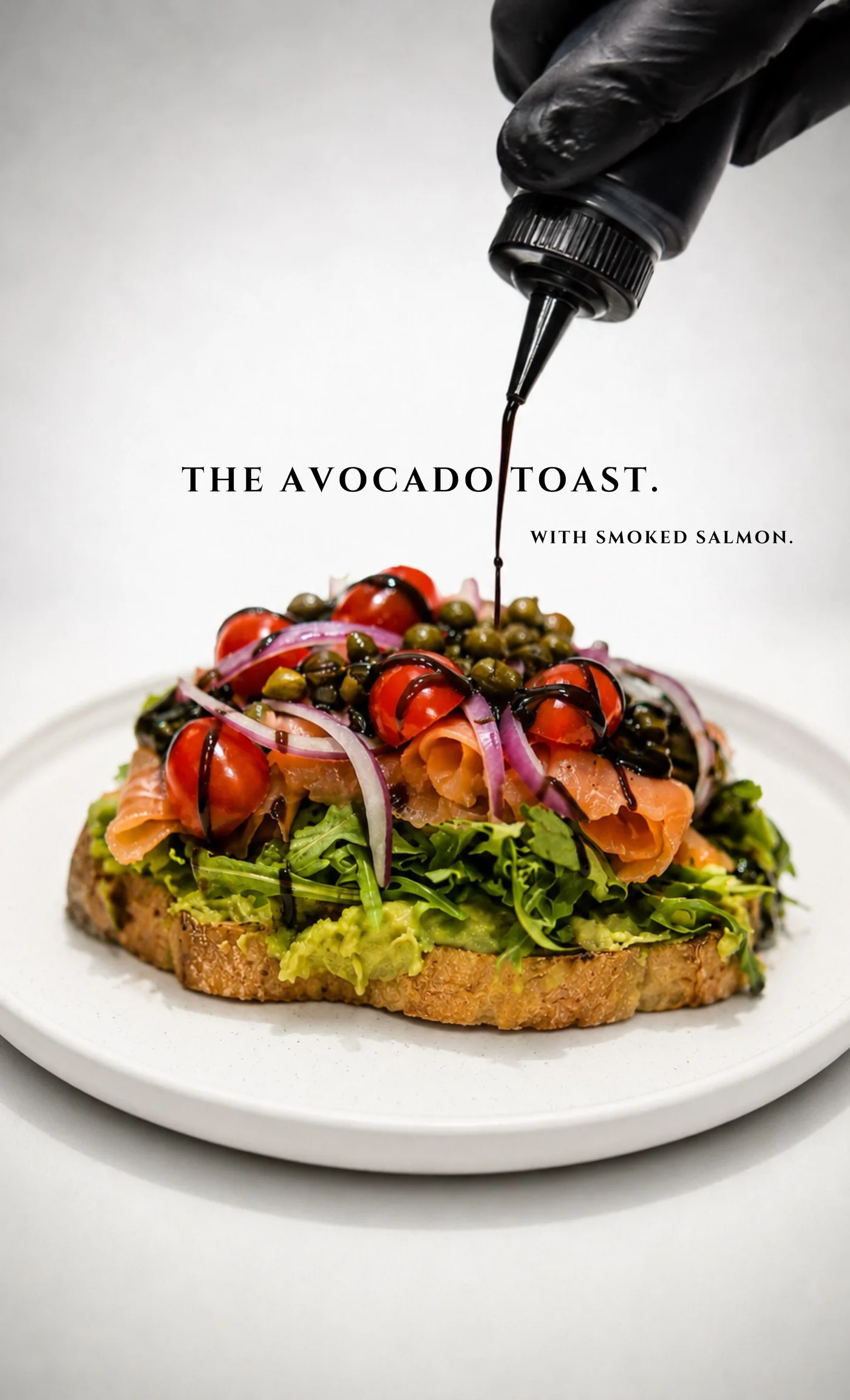 True Baristas avocado toast with egg, tomatoes and arugula