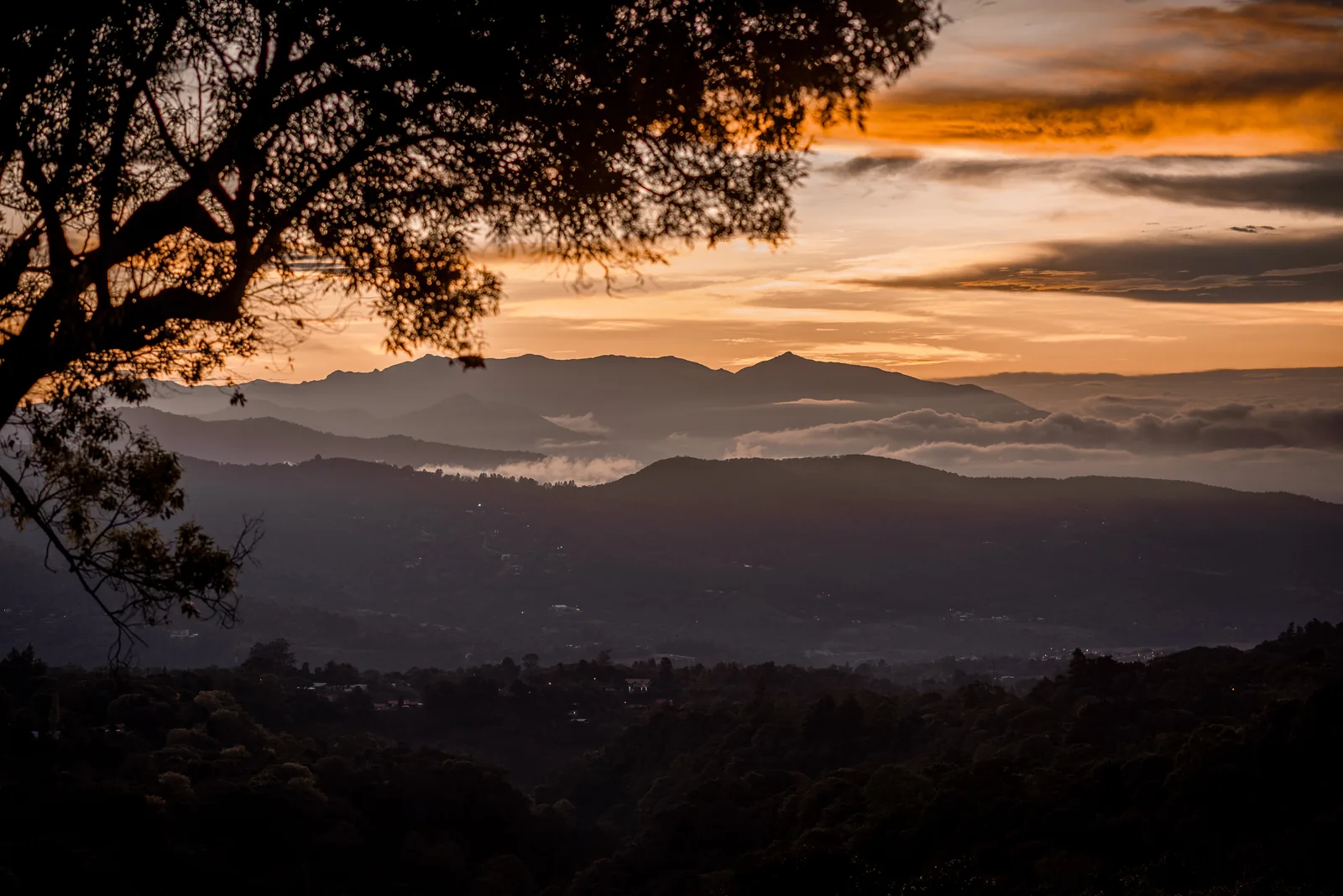 Sunrise over the mountain landscape of Boquete, Panama